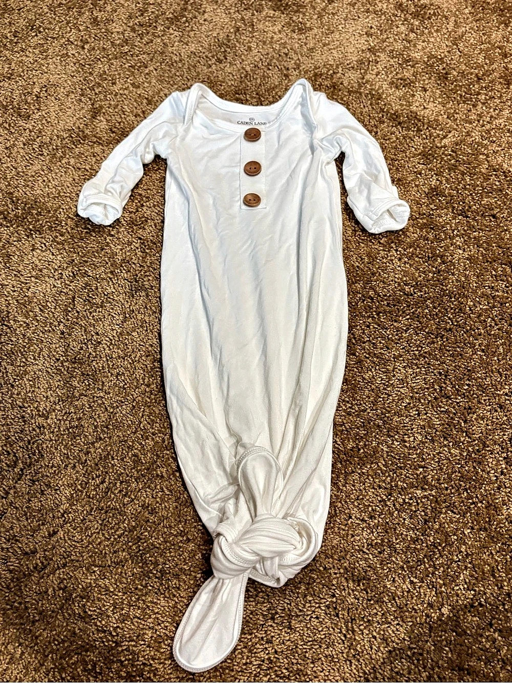 Caden Lane Bamboo Knotted Gown Baby 0-3 White Footie